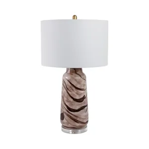 29x17" Swirled Glass Table Lamp, Brown