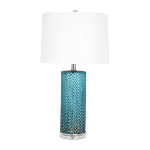 Glass 28\"  Chevron Table Lamp, Blue