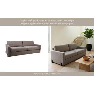 94x39" Modern Textured Sofa, Light Brown