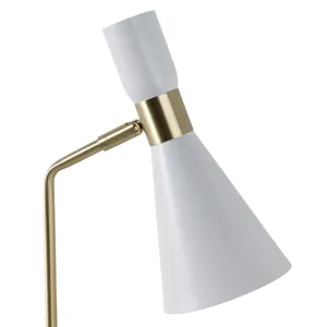 21\" Metal Table Lamp, White/gold