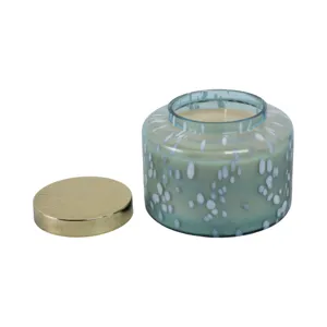 7\" 71 Oz Jasmine Speckle Lidded Candle, Blue/gold