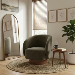 32x31"  Swivel Accent Chair, Green/brown