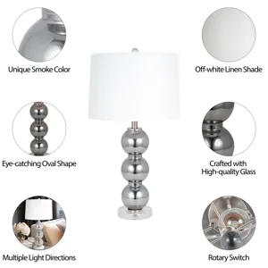 Glass 28\" Orbs Table Lamp, Smoke