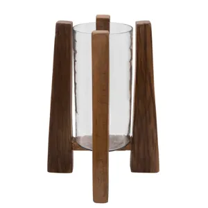 16" Hurricane On Wooden Stand, Brown
