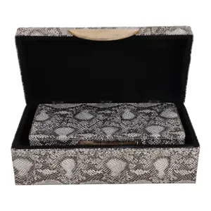 S/2 10/12" Shimmer Snakeskin Boxes W/ Hardware, Go