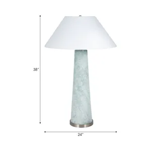 38\" Frosted Glass Table Lamp, Blue