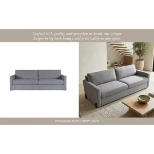 94x39" Modern Chenille Sofa, Gray/brown