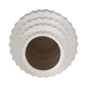 10\" Textured Staggered Vase, White