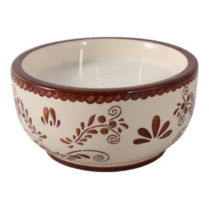 6\" 10 Oz Coffee Hand Painted Candle, Brown/ White