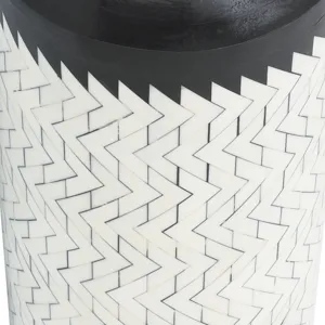 Resin 14"h Chevron Vase, Blk/white