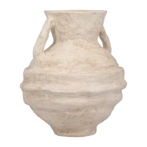 Paper Mache, 15\" Vase With Handles, White