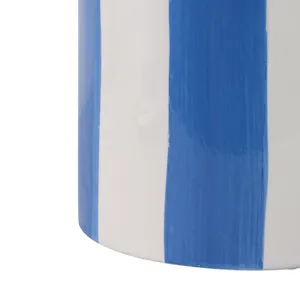 S/2 6/8\" Striped Scallop Edge Planters, White/blue