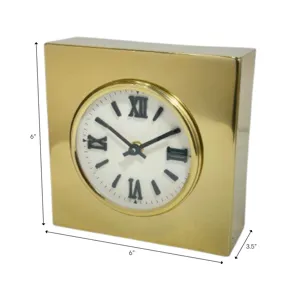6x6" Metal Gold Table Clock