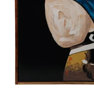 47x47 Hand Painted Girl With Pearl Earring, Multi