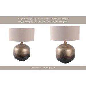 28x22\" Metal Base Table Lamp, Brown Multi