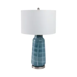 29x17\" Checkered Glass Table Lamp, Blue