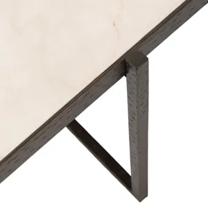 31x18\" Marble & Forged Metal Coffee Table, Beige/b