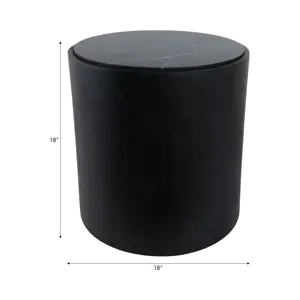 18x18 Marble Inlay Rnd Accent Table, Blk/wht