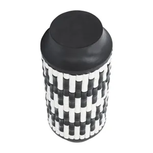Resin, 14"h Tribal Vase, Black/white