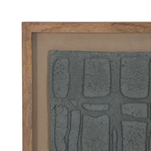 28x35 Paper Mache Wall Art Framed Glass, Dk Gray