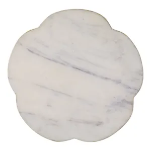 8x8\" Marble Flower Tray W/ Gold Edges, White