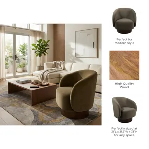 32x31"  Swivel Accent Chair, Green/brown