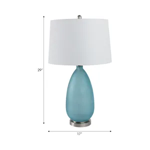 29x17\" Frosted Glass Table Lamp, Blue