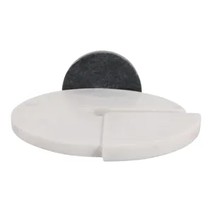 11x10" Modern Marble Sculpture On Base, Wht/blk
