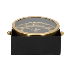 Metal Table Clock 7\'\' Gold Black