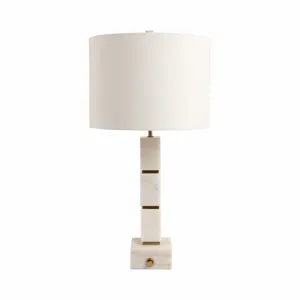 27x14" Stacked Marble Cubes Lamp Base Switch, Whit
