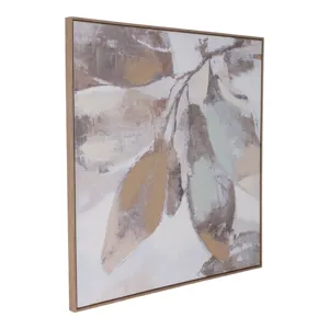 40x40\" Handpainted Fall Leaves, Brown