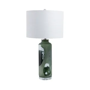 30x16\" Artful Glass Table Lamp, Green