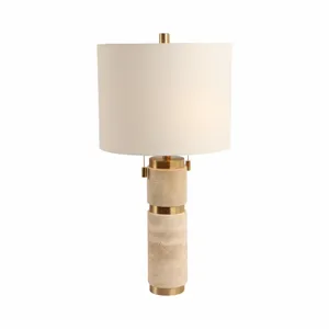 26x13\" Travertine Lamp With 2 Pulls, Tan