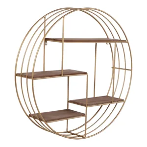 Ec Round 32\" Wood / Metal Wallshelf, Bronze