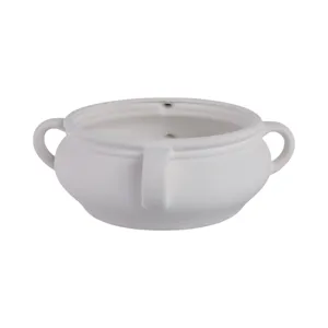 12\" Textured Bowl With Handles, White