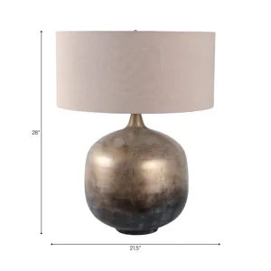 28x22\" Metal Base Table Lamp, Brown Multi