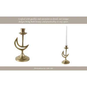 9x5\" Crescent Moon Taper Holder, Gold