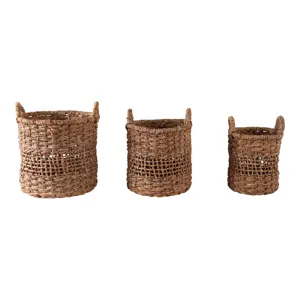 S/3 12/15/17" Open Weave Banana Leaf Baskets, Natu