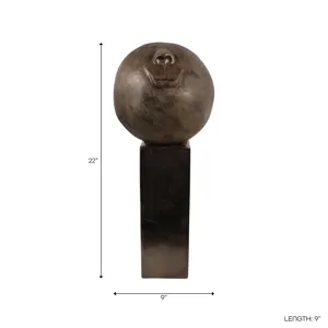 22x9" Smiley Head On Pedestal, Multi