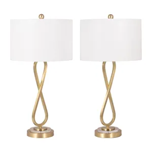 Metal, S/2 28\" Infinity Table Lamps, Gold