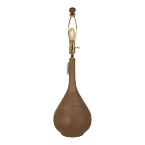 18" Wooden Table Lamp With Cotton Shade