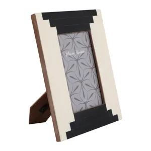 4x6" Art Deco Resin Photo Frame, Black/ivory