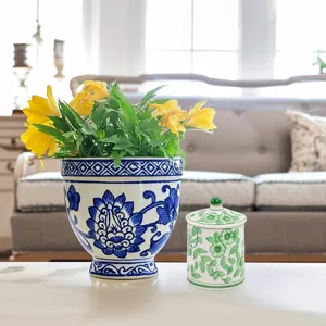 4\", 6oz Bowl Chinoiserie Candle, Green/white