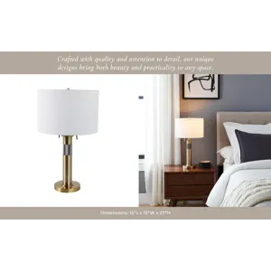 27x15\" Metal Lamp With 2 Pulls, Gold