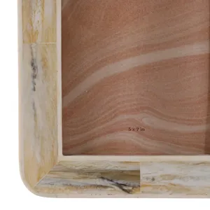 5x7\" Marbled Resin Photo Frame, Ivory/ Brown