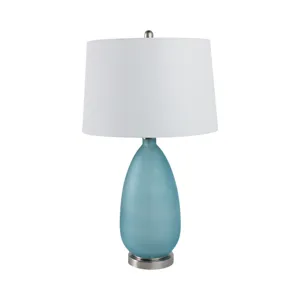 29x17" Frosted Glass Table Lamp, Blue