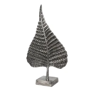 Aluminum Leaf On Stand, 18" Nickel Antique