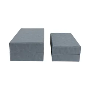 S/2 12/14\" Rectangular Faux Leather Boxes, Blue