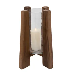 16" Hurricane On Wooden Stand, Brown
