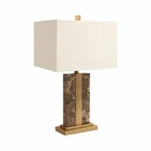 26x16\" Rectangle Marble Lamp W/ Antique Brass, Bro